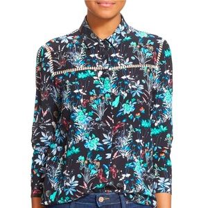 The Kooples Black Floral Button Down Shirt
